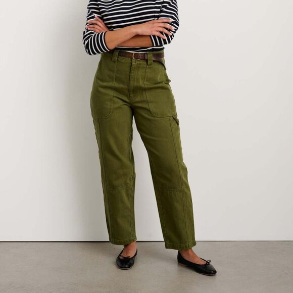 Alex Mill Pheobe Utility Cotton Cargo Pants Army Olive Green Size 25 NEW NWT - Picture 1 of 10